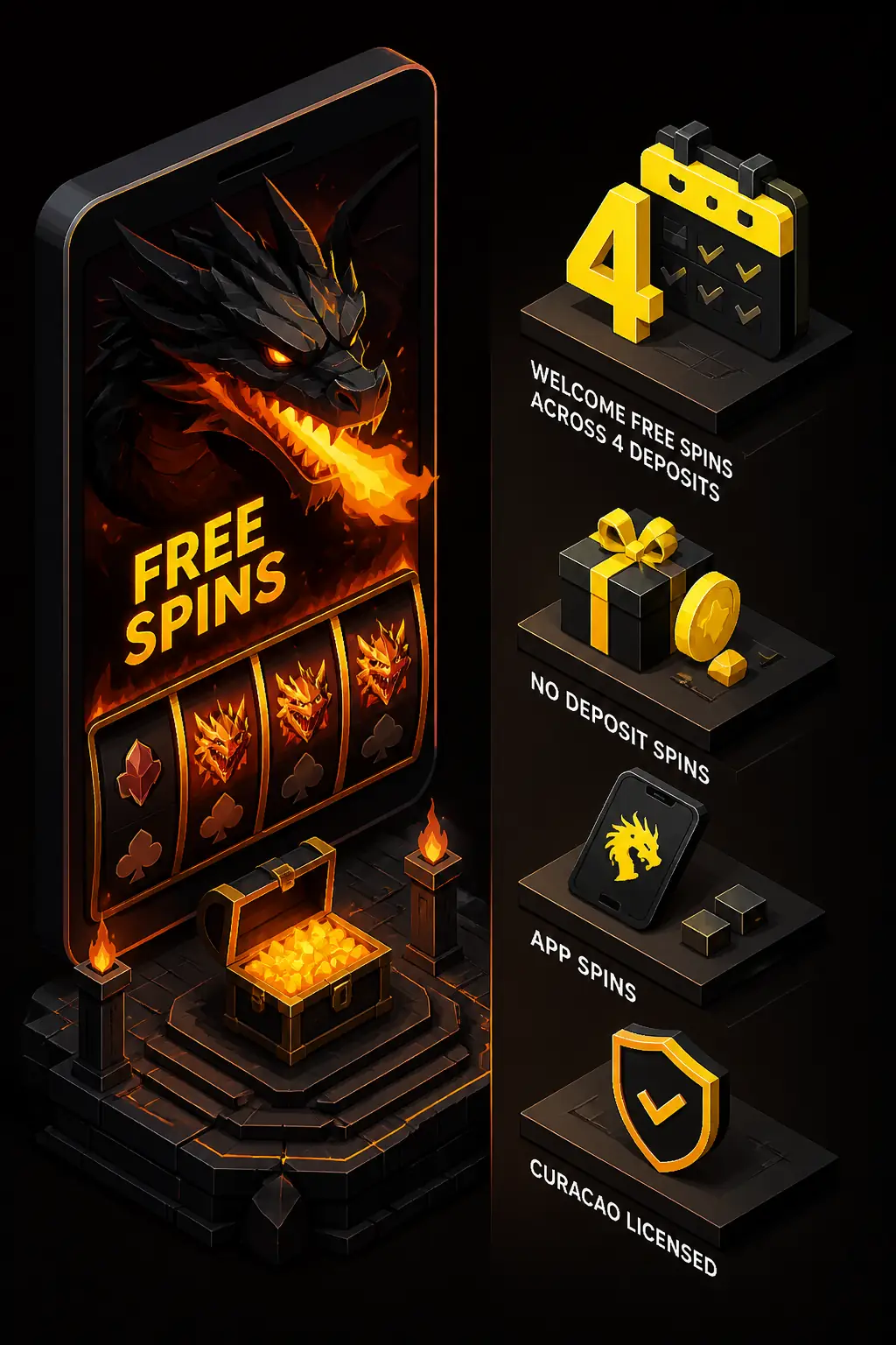 Dragon Slots Free Spins visual guide for Dragonslots Casino